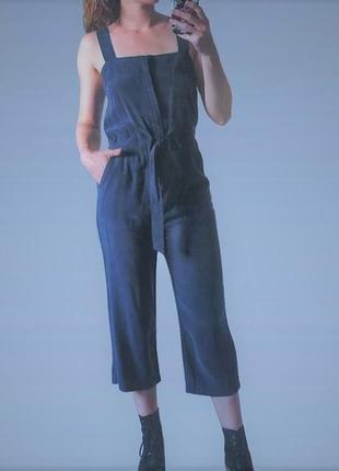 Джинсовий комбінезон ромпер міді,застібка - блискавка, під поясок , м