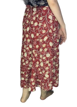St.michael marks & spencer юбка миди в цветочный принт красная романтичная винтаж летящая шифон7 фото