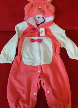 Теплий флісовий  чоловічок з капюшоном киця