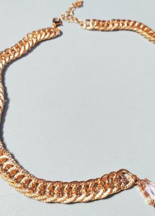 Цепь чокер хрустальная бабочка цепочка колье ожерелье с розовой бабочкой