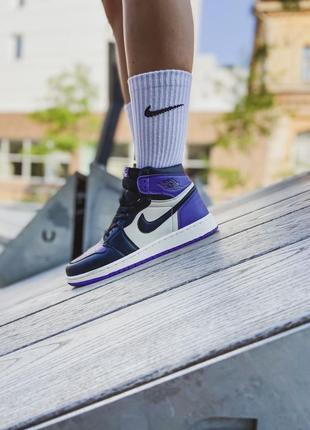 Кроссовки женские найк nike air jordan 1 retro high og court purple5 фото