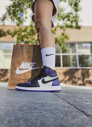 Кроссовки женские найк nike air jordan 1 retro high og court purple2 фото