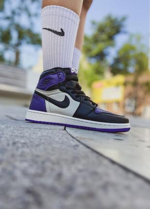 Кросівки чоловічі найк nike air jordan 1 blackgame high og court purple