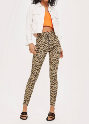 Джинсы скинии леопард topshop jeans  moto joni leopard print турция  размер 25 (xs)1 фото