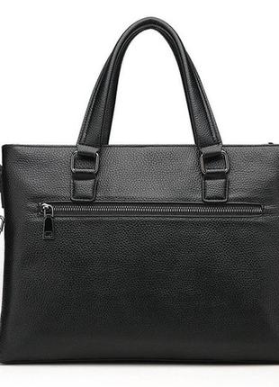 Чоловічий шкіряний діловий портфель для документів а4 чорний | якісна чоловіча офісна сумка з крокодилом6 фото