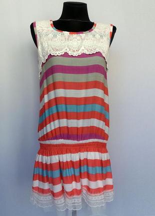 Суперціна. літній котоновое сукню, смужка. нове, р. s1 фото