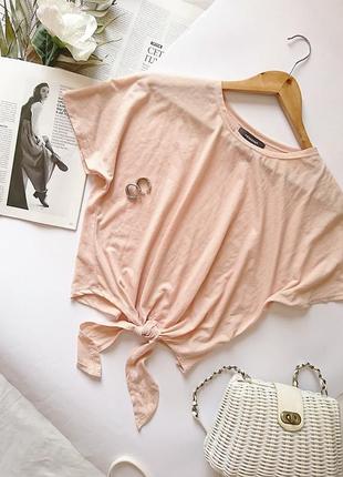 Базовий ніжний пудровий 🍭🍦топ/футболка на зав'язці primark, на р. xs/s
