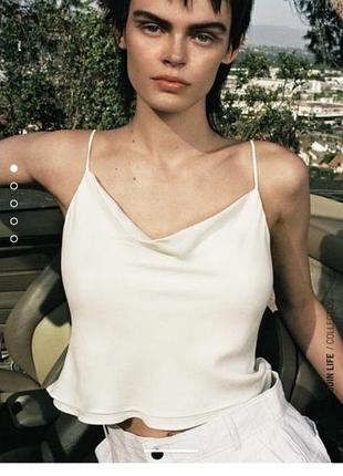 Атласний топ в білизняному стилі zara xs,s,m