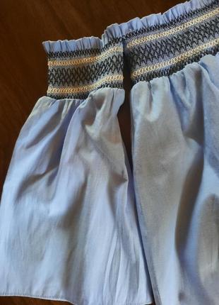 Очень красивое голубое платье с открытыми плечами и вышивкой vera&lucy3 фото