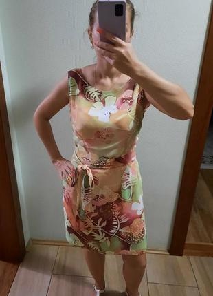 Симпатичное, легкое, веселое летнее платье с поясом.7 фото