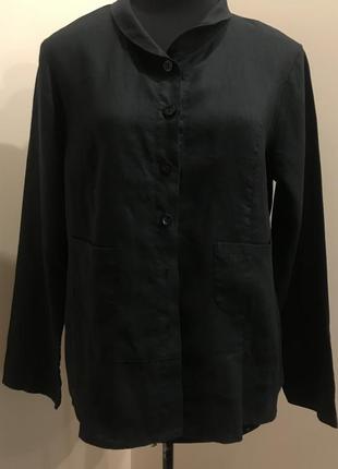 Чёрный льняной пиджак/блуза италия 36/401 фото