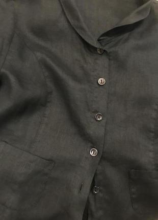 Чёрный льняной пиджак/блуза италия 36/405 фото