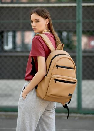 Вместительный городской рюкзак на каждый день унисекс zard lkt - бежевый