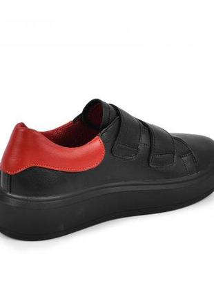Кожаные кеды кроссовки черные/красные размер 32-394 фото