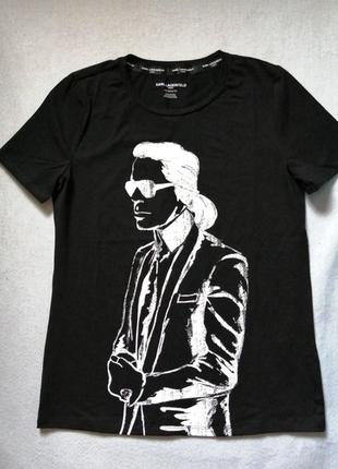Черная футболка karl lagerfeld размер xs, s, m, l оригинал2 фото
