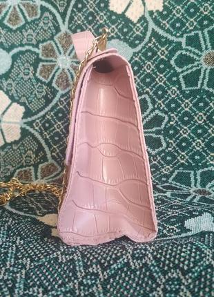 Жіноча рожева сумочка клатч. жіноча рожева сумочка з золотим ланцюжком2 фото