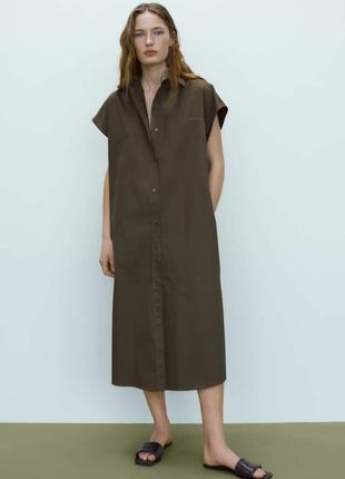 Платье рубашка из поплина oversize massimo dutti m-l2 фото