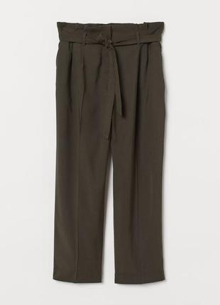 H&m брюки с поясом хаки 3
