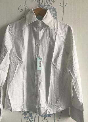 Hawes & curtis белоснежная рубашка, сорочка в сатиновую полоску. semi fitted, размер 16 uk , евро 44
