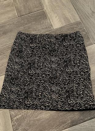 Короткая леопардовая юбка резинка h&m xs s животный принт1 фото
