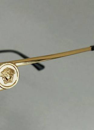 Versace стильные солнцезащитные очки унисекс сиреневые в золотой металлической оправе9 фото