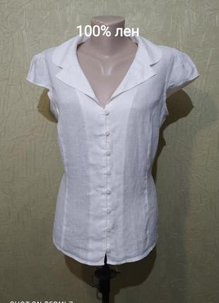 Льняная белая блуза.1 фото