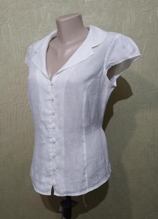 Льняная белая блуза.2 фото