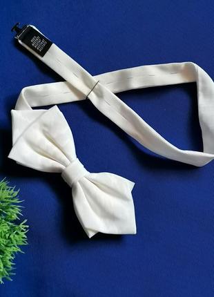 Белый галстук бабочка унисекс винтаж костюмная белая бабочка9 фото