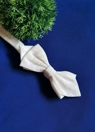 Белый галстук бабочка унисекс винтаж костюмная белая бабочка5 фото