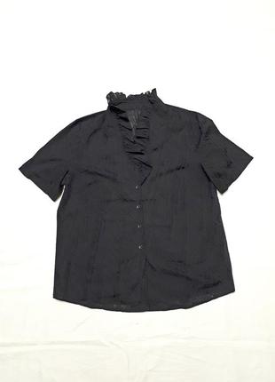 Черная батистовая блуза с рюшами батал большой размер как новая xl5 фото