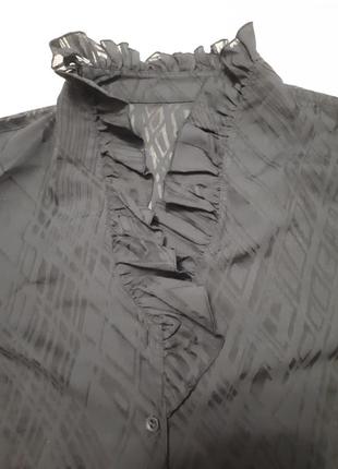 Чорна батистовая блуза з рюшами батал великий розмір як нова xl