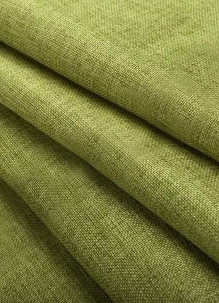 Портьерная ткань для штор лен оливкового цвета3 фото