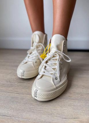 Converse шикарные высокие кеды конверс бежевые6 фото