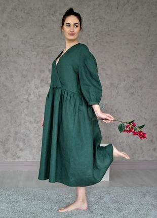 Лляне плаття оверсайз, сукня з льону в стилі бохо, літня сукня3 фото