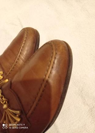 Х5. шкіряні коричневі жіночі дуже красиві туфлі без шнурків на підборах натуральна шкіра4 фото