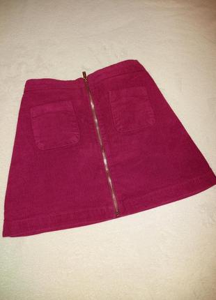 Бордовая вельветовая юбка для девочки1 фото