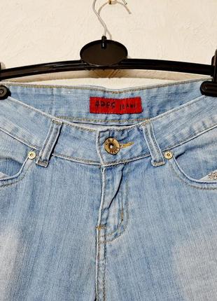 Apes jeans джинсовые шорты бойфренды голубые с манжетами с коричневой вышивкой летние женские 46-483 фото