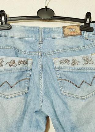 Apes jeans джинсовые шорты бойфренды голубые с манжетами с коричневой вышивкой летние женские 46-485 фото