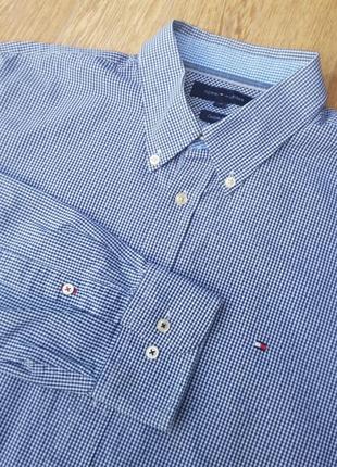 Tommy hilfiger xl custom fit чоловіча сорочка в клітку темно-синя/біла