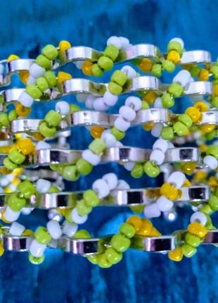 Браслет яркий широкий с бисером бижутерия