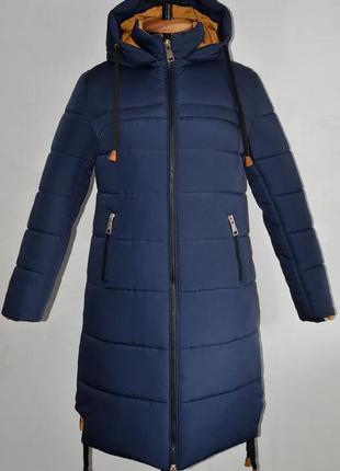 Зимняя женская теплая куртка парка маренго 143 темно синий р 44-585 фото