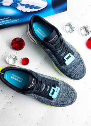 Skechers оригинал серые кроссовки с цветными вставками5 фото