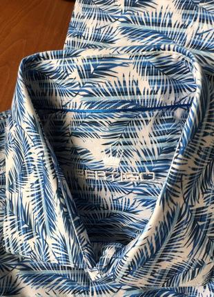 Bertigo рубашка голубая принт перья хлопок7 фото