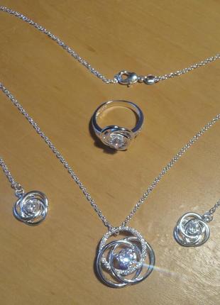 Супер набор кулон серьги кольцо серебро1 фото