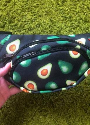 Бананка поясная сумка летняя авокадо черная