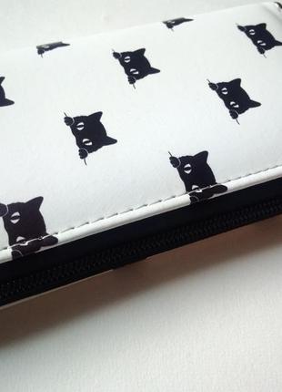 Новий неймовірний довгий великий гаманець на блискавці з котами котиками котом4 фото