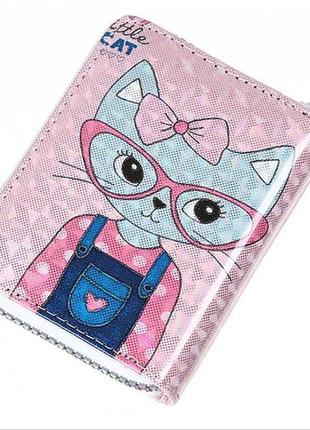 Новий класний короткий гаманець на блискавці кішка кішечка з бантом