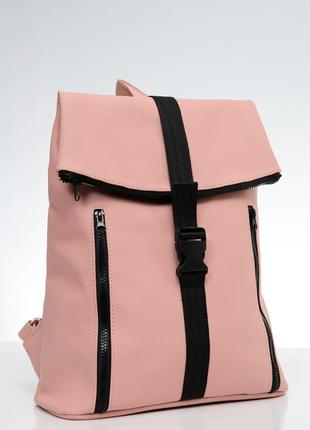 Розовый брендовый женский вместительный рюкзак для ноутбука экокожа2 фото