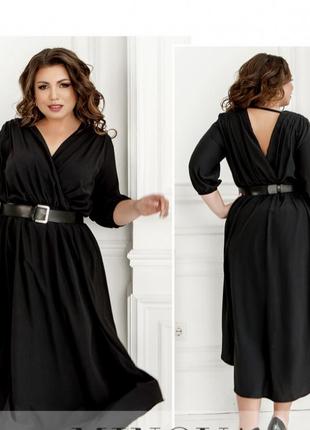 Красивое чорное платье плюс сайз ,вырез v-формы с двух сторон 💕4 фото