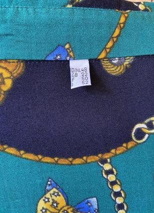 Интересная свободная блуза винтаж зеленая синяя золотые цепи6 фото